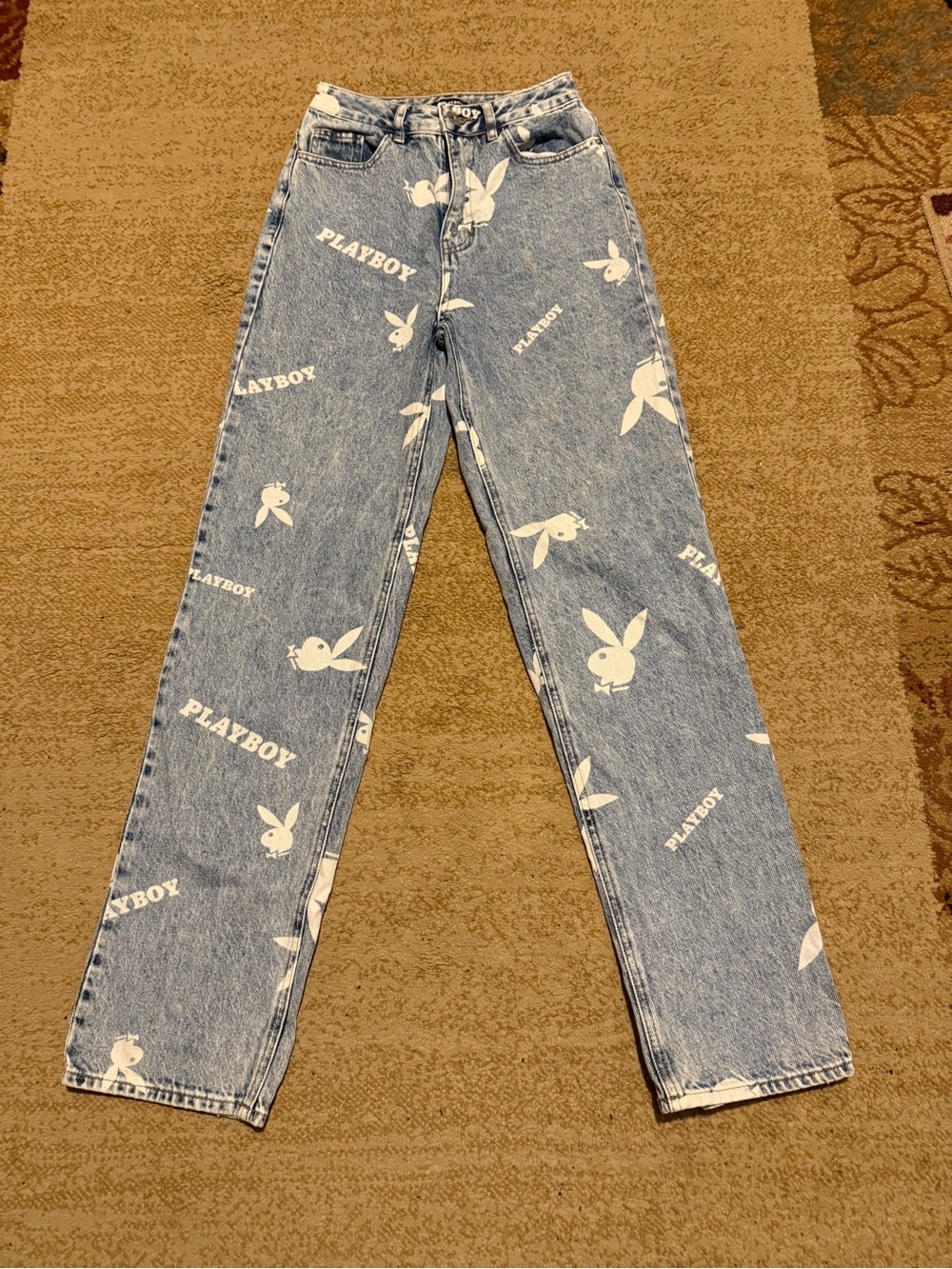PLAYBOY Blue Denim Logo Print Jeans size 25 awesome